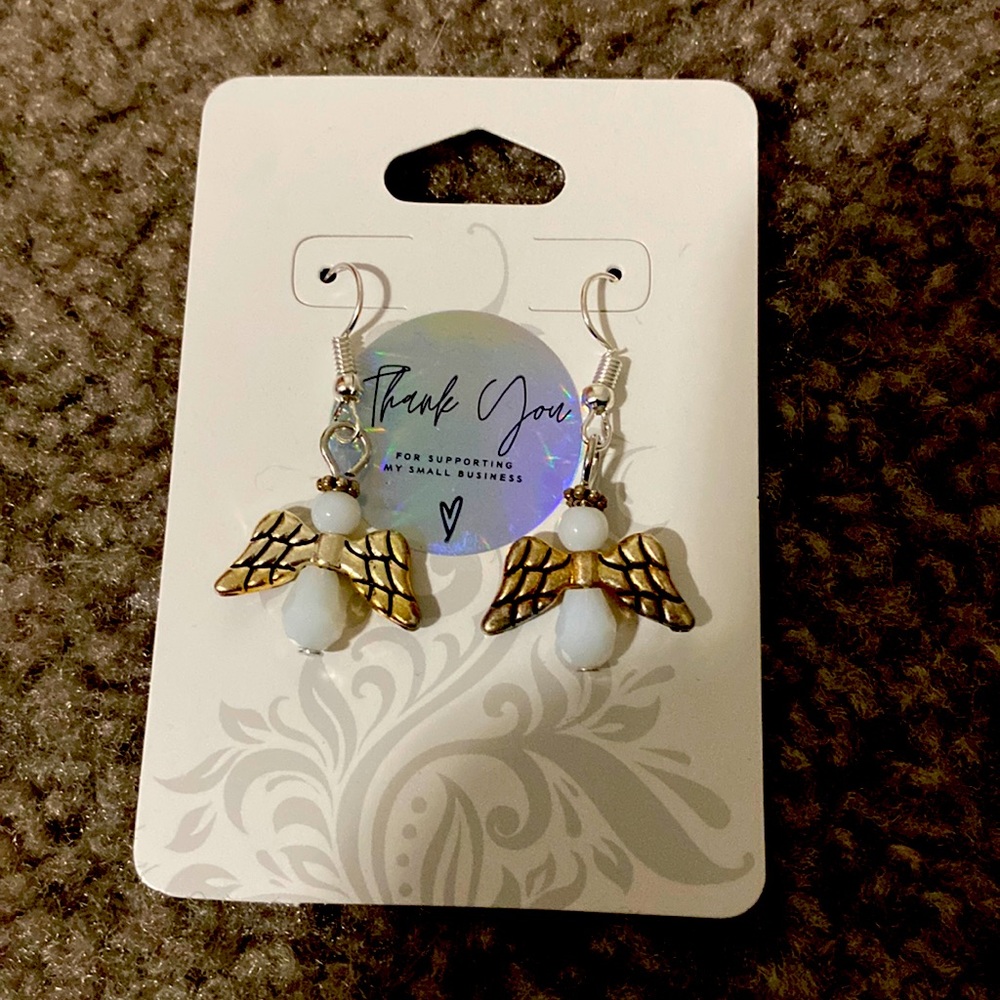 Handmade white angel earrings